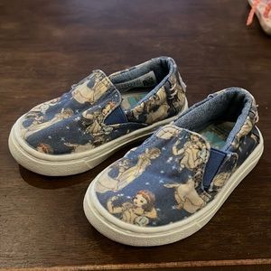 EUC Toms X Disney Snow White Print Blue Slip On Shoe Toddler Size 5
